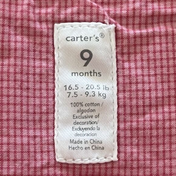 Vintage Baby Girl Carter's 9 Month Playful Pink Overalls Floral Embroidered - Picture 12 of 13